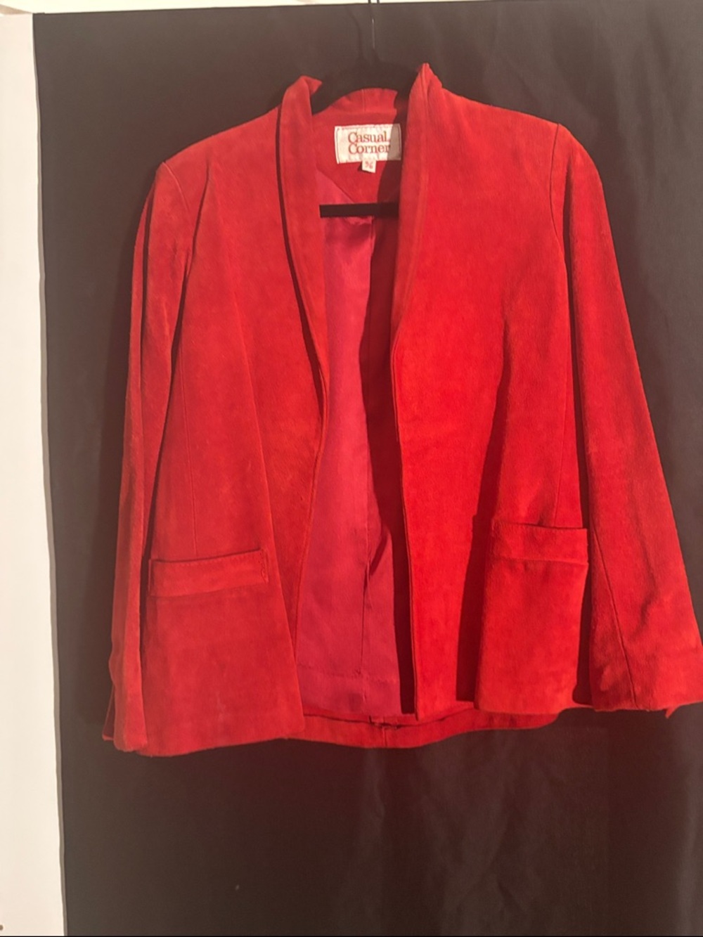 Vintage Casual Corner Red Suede Open-Front Jacket